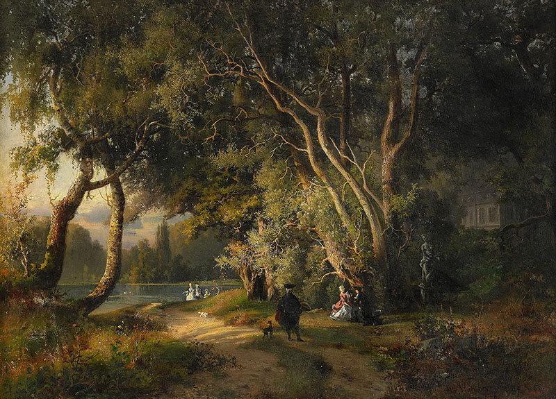 Romantic Park with Resting Company